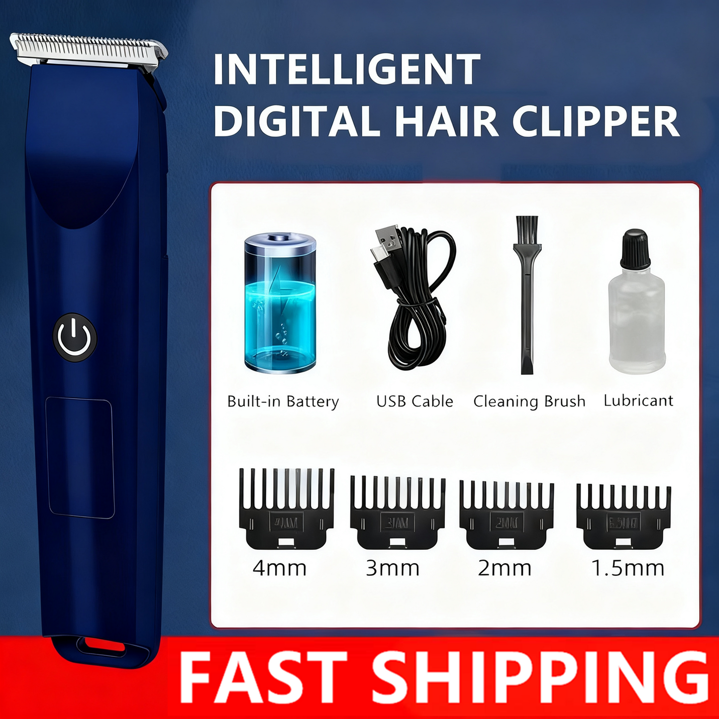 Men Pro Electric Hair Clippers Beard Trimmer Cutting Barber Shaving Machine Blue