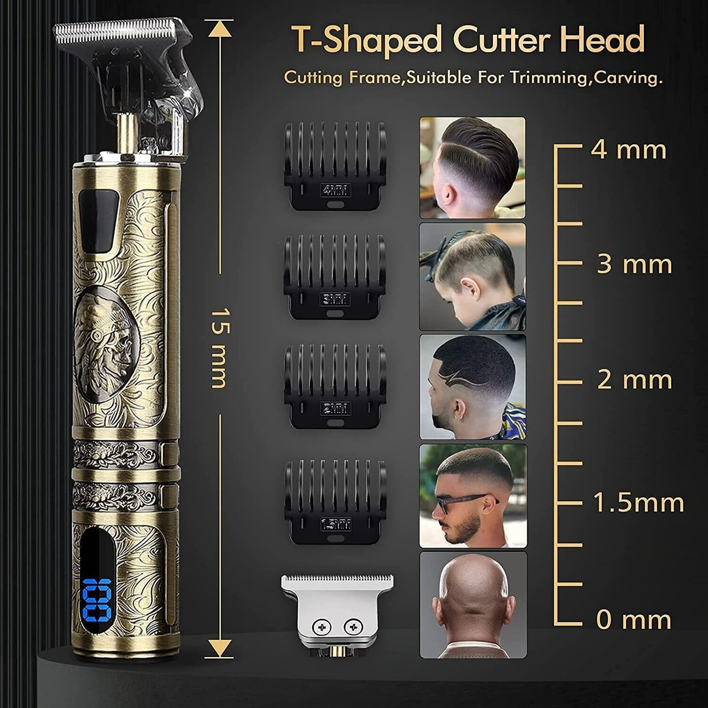 Small LCD Screen Display Professional Men Cordless Hair Clippers Beard Trimmer Cutting Machine Kit