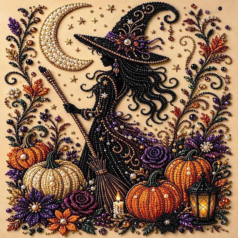Spooky Ghost Diamond Art Kit, Halloween DIY Wall Decor for Adults & Beginners, Full Drill Gem Painting