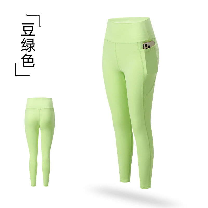 Spring running yoga pants cross-border sports fitness pants clothes tight peach hip lifting high waist nude yoga pants for women