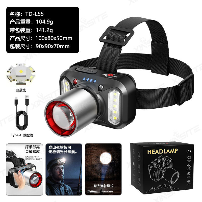 Cross-Border Hot-Selling Product: Strong Light, Long-Range, Rechargeable, Waterproof, Long-Lasting Head-Mounted Outdoor Night Fishing Light, Ultra-Long Headlamp