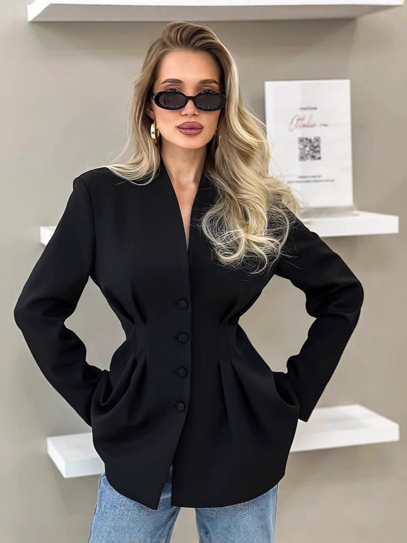 European and American Women's Fashion Autumn Elegant Slim-Fit Waist