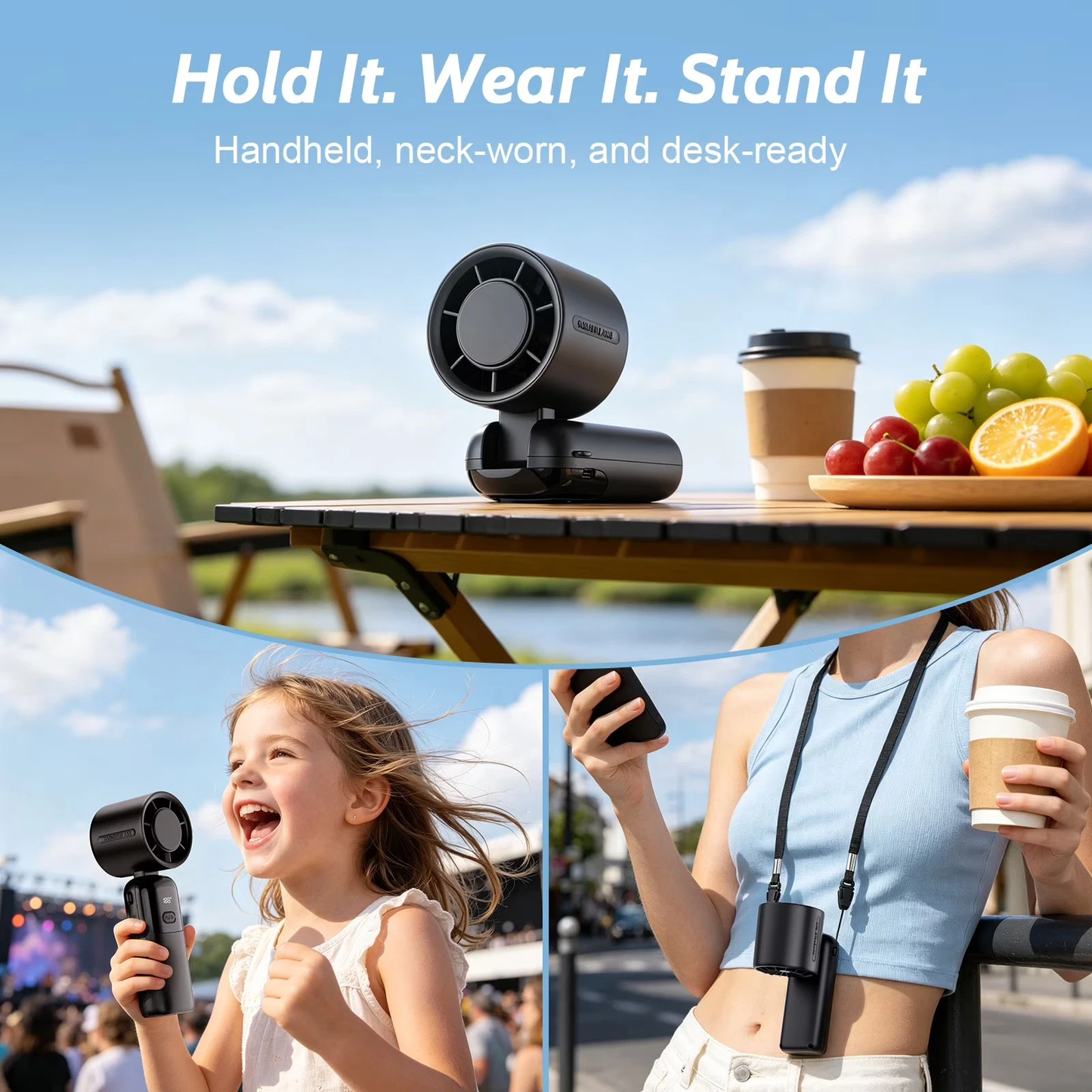 Portable Handheld Mini Turbo Fan In/Outdoor USB Rechargeable Ice Cooling Fans w/LED Display Fan