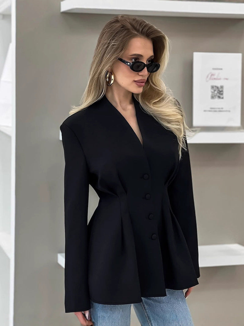 European and American Women's Fashion Autumn Elegant Slim-Fit Waist