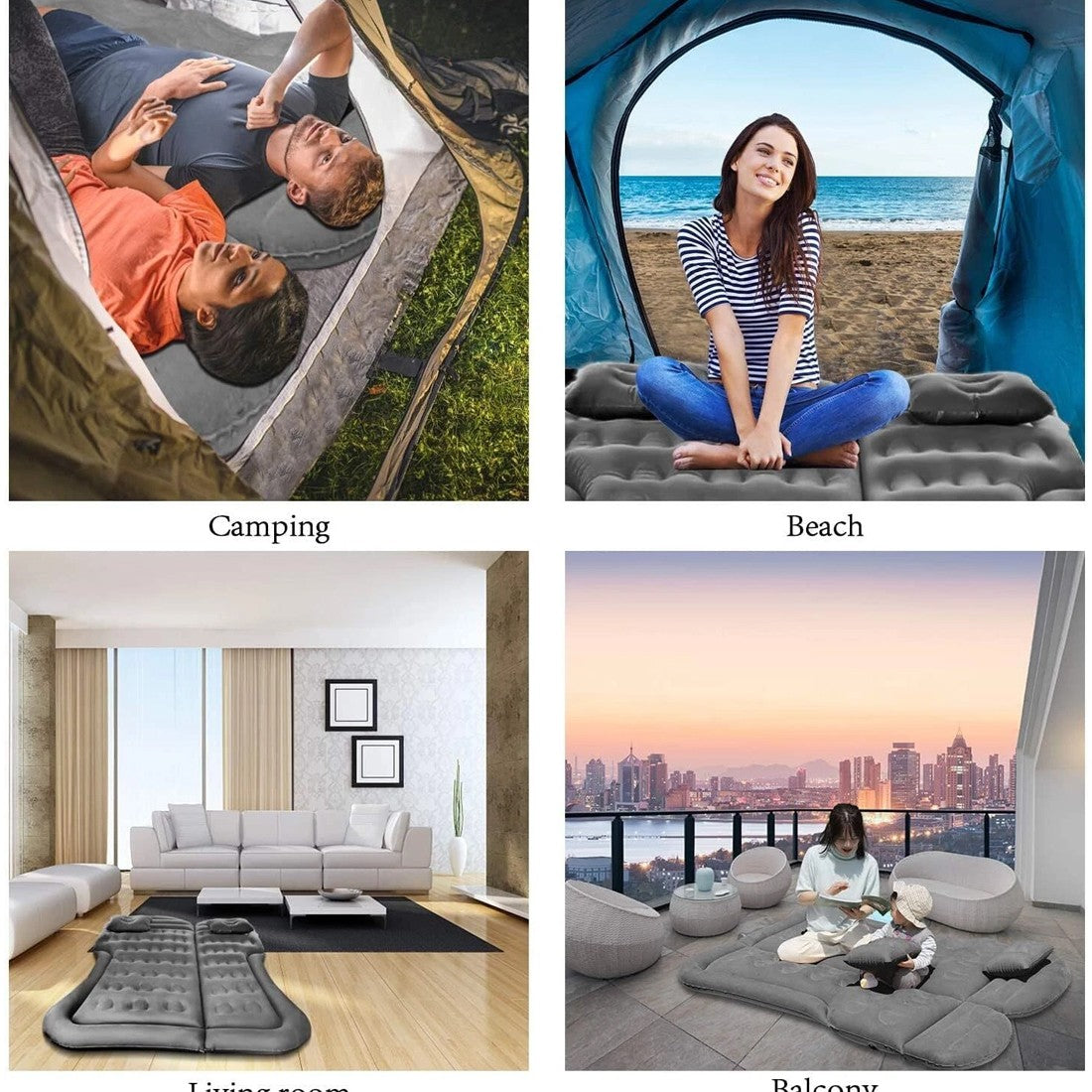 Car SUV Air Bed Sleep Travel Inflatable Mattress Seat Cushion Mat Camping WPump