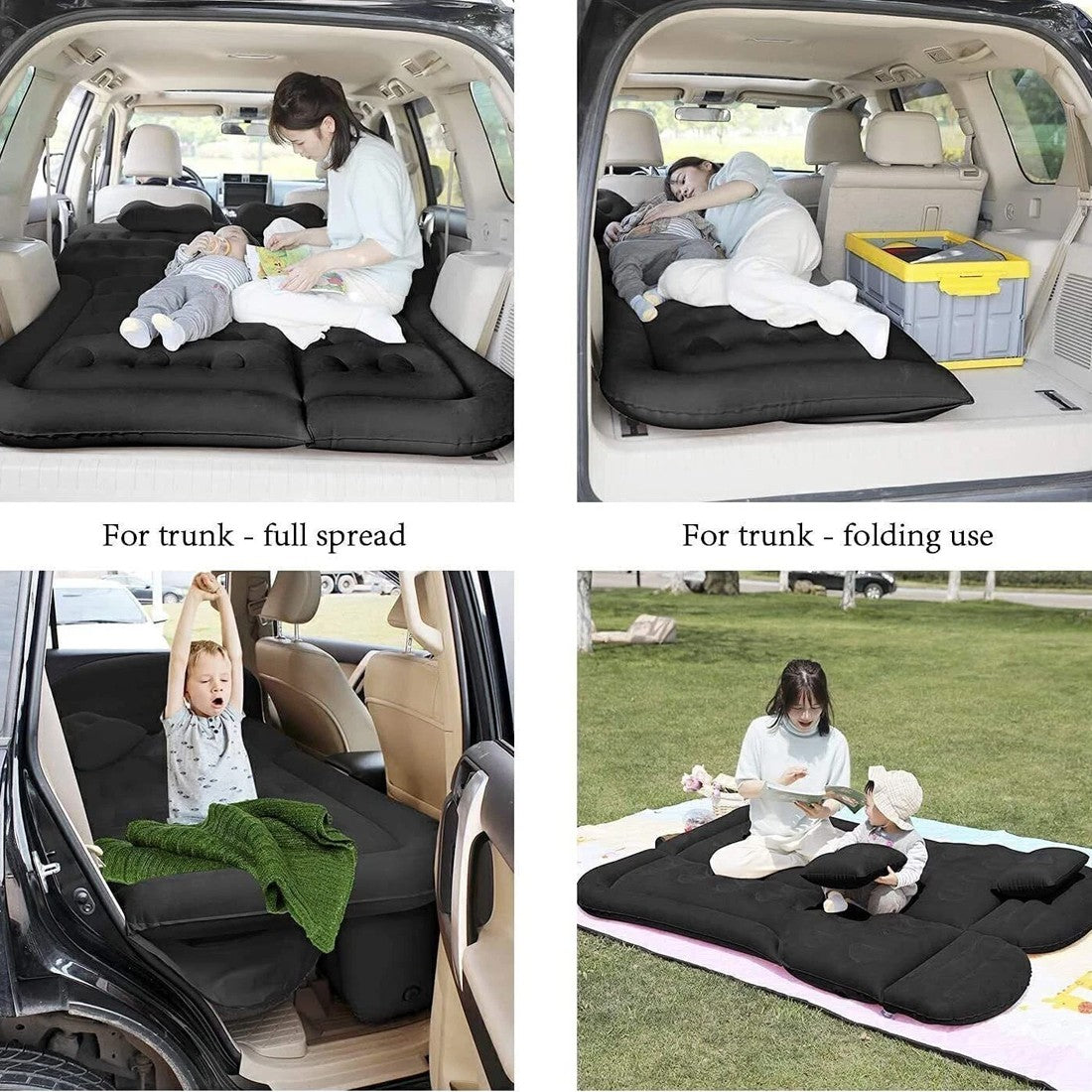 Car SUV Air Bed Sleep Travel Inflatable Mattress Seat Cushion Mat Camping WPump