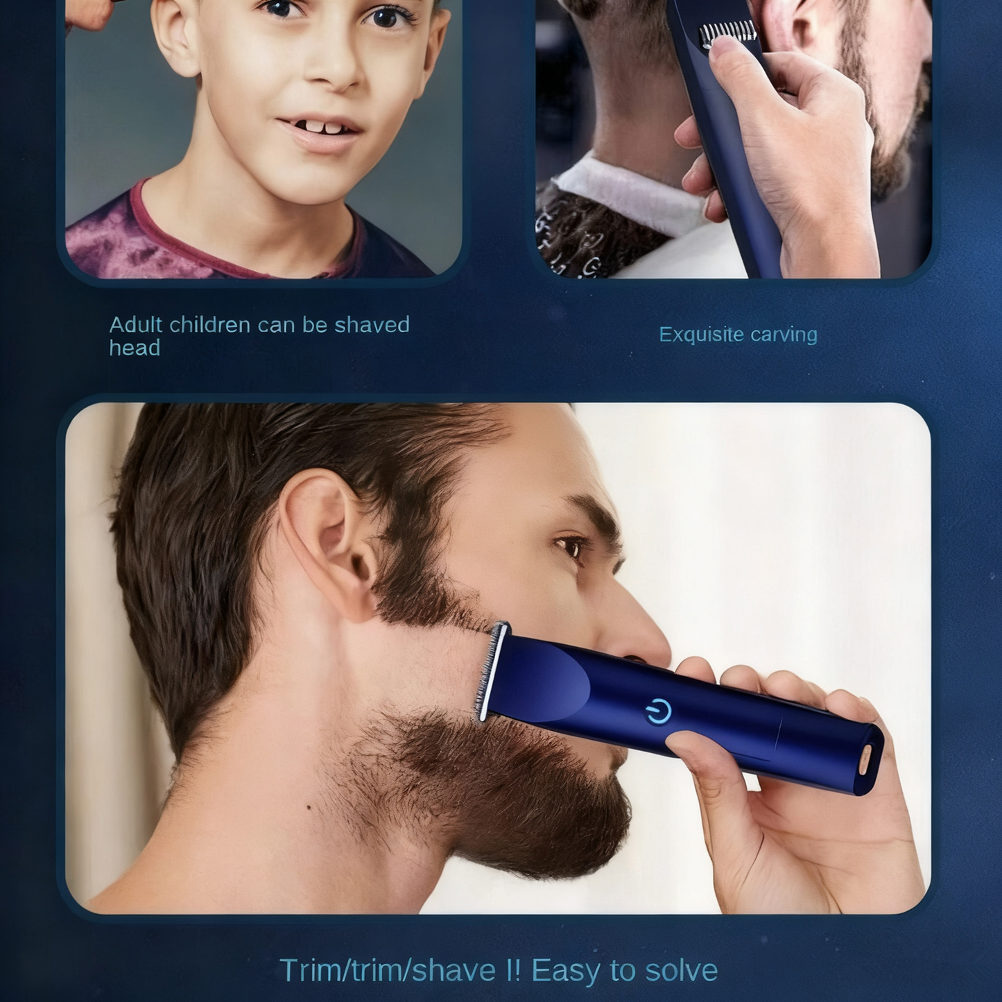 Men Pro Electric Hair Clippers Beard Trimmer Cutting Barber Shaving Machine Blue