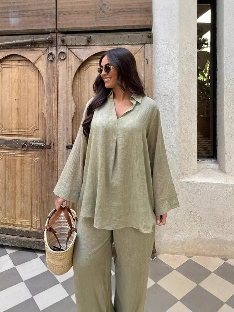 2025 New Summer and Autumn European and American V-neck Women's suit