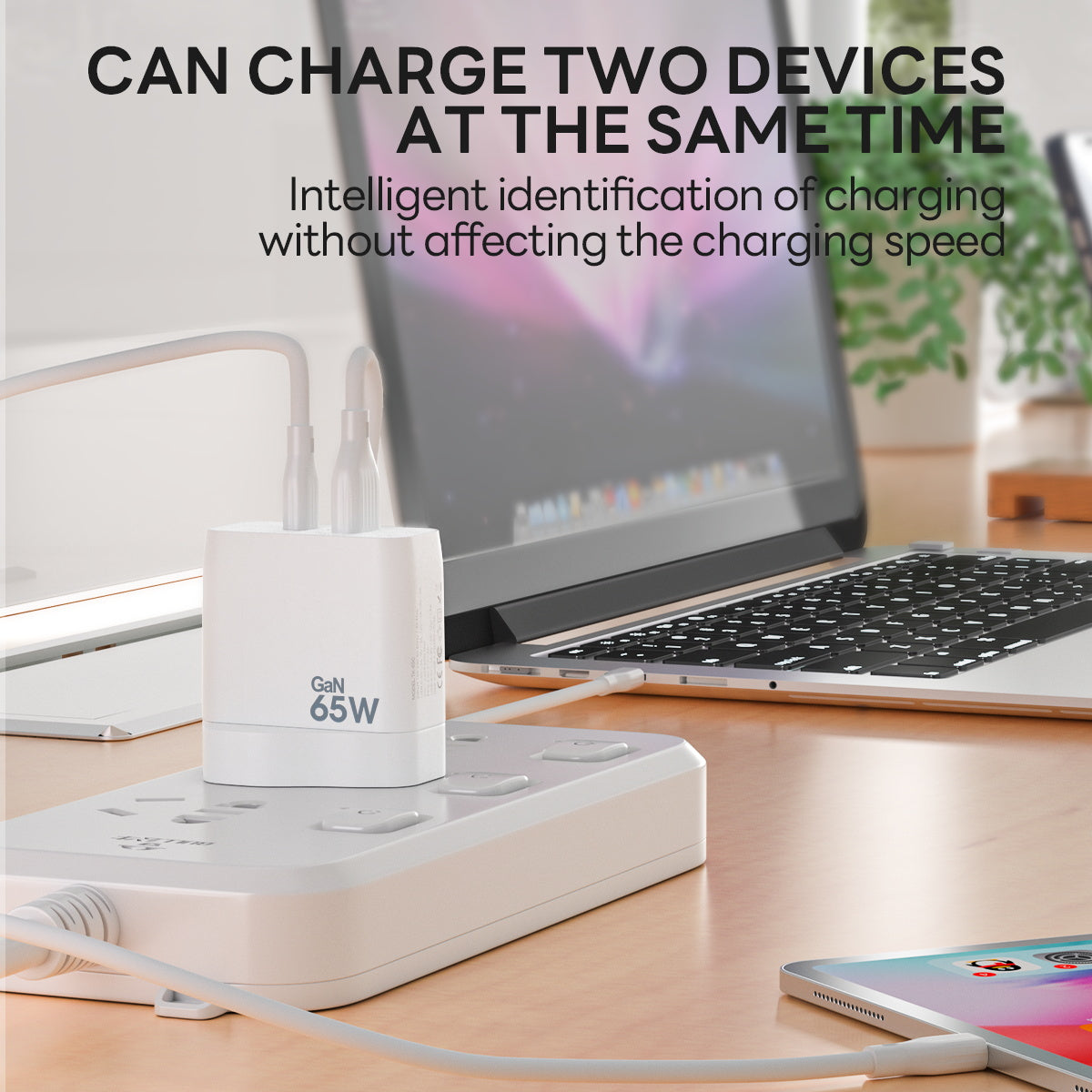 Eseekgo 65W GaN Wall Charger — Compact Dual-Port Ultra-Fast Charger for Laptops & Phones