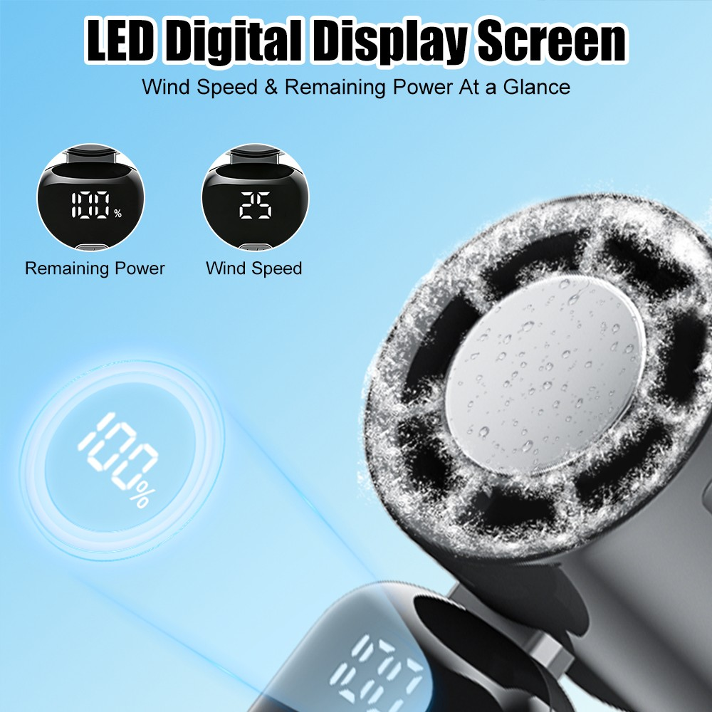 Portable Handheld Mini Turbo Fan In/Outdoor USB Rechargeable Ice Cooling Fans w/LED Display Fan