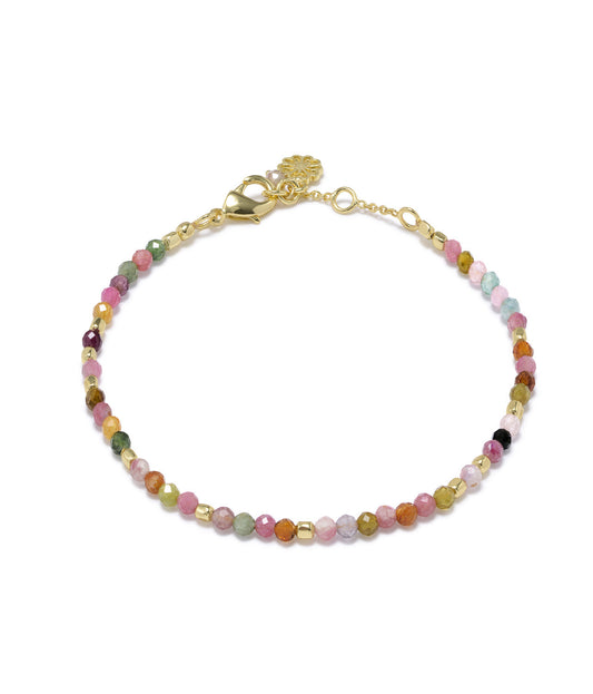 Milos Gemstone and Gold Bead Bracelet Tourmaline