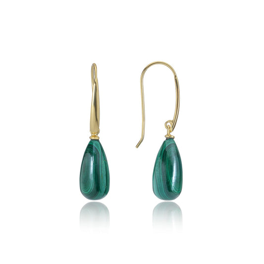 Hera Polished Stone Drop Earrings Malachite