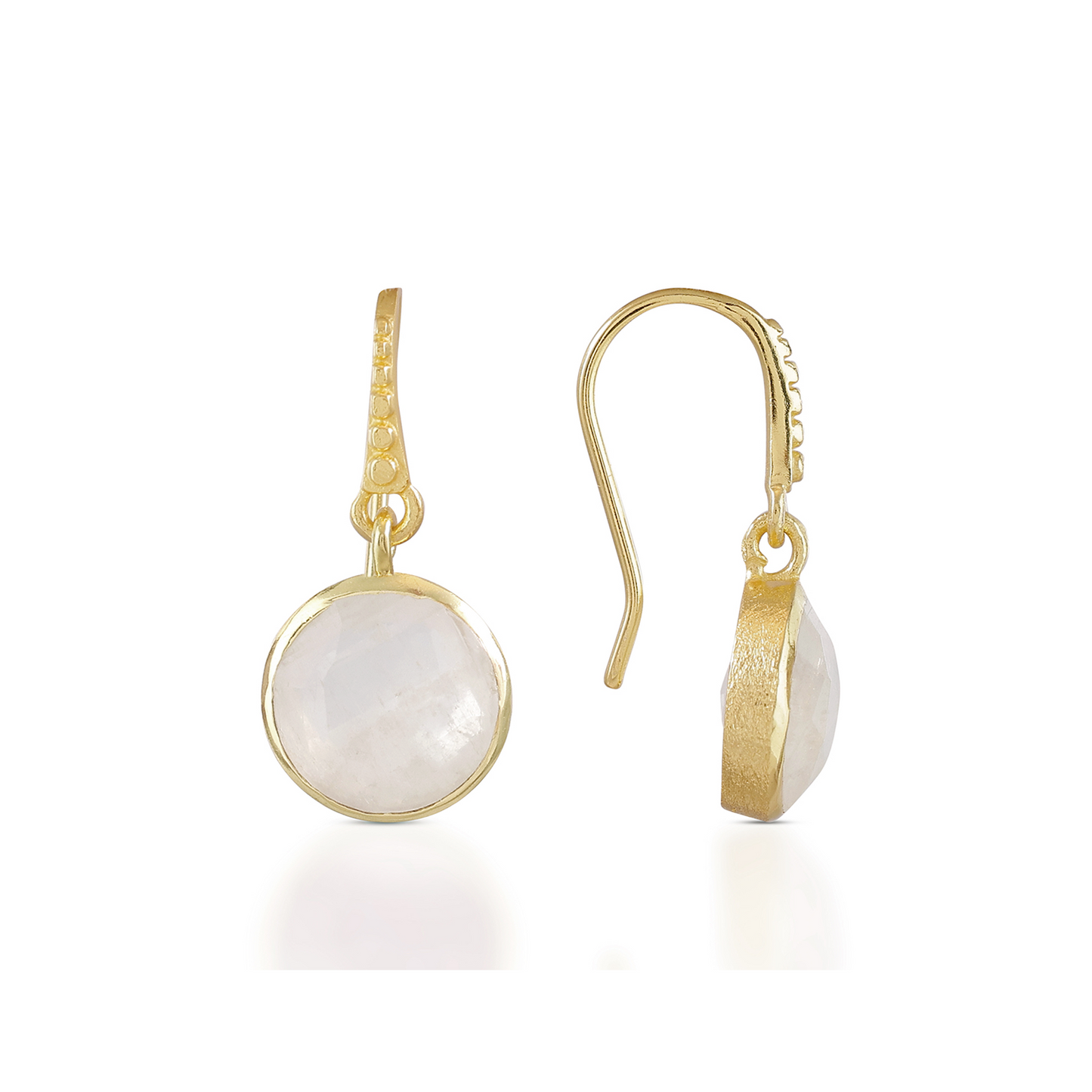 Charis Round Gemstone Earrings Moonstone