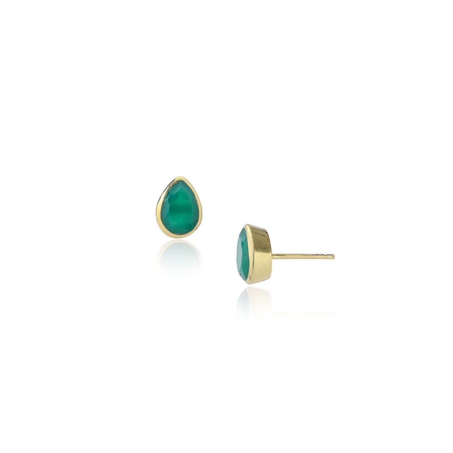 Simi Gemstone Studs with Green Onyx