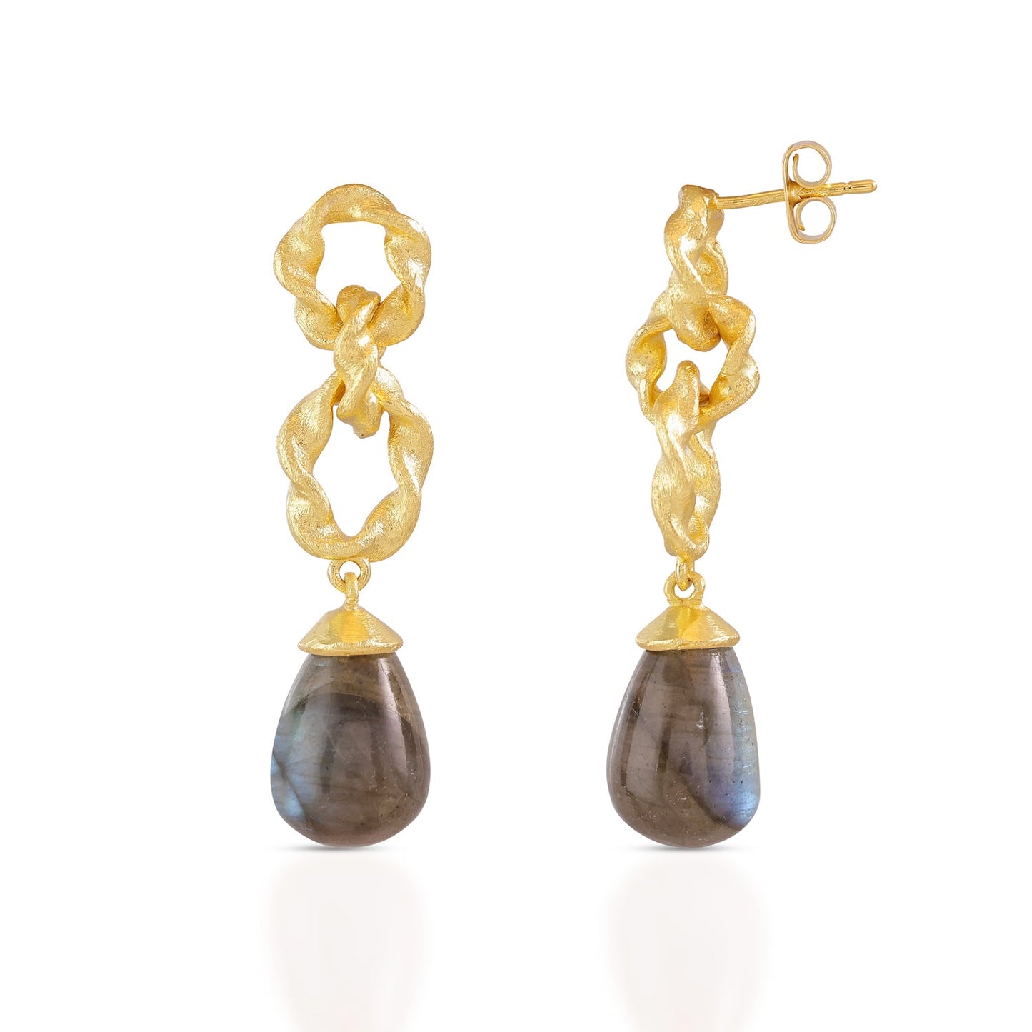 Moirai Double Twisted Loops Earrings Labradorite