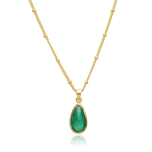 Simi Teardrop Gemstone Pendant with Green Onyx