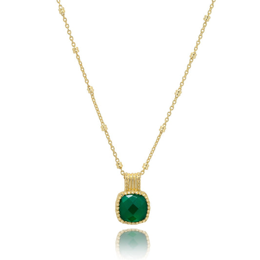 Tetra Square Gemstone Pendant: Green Onyx