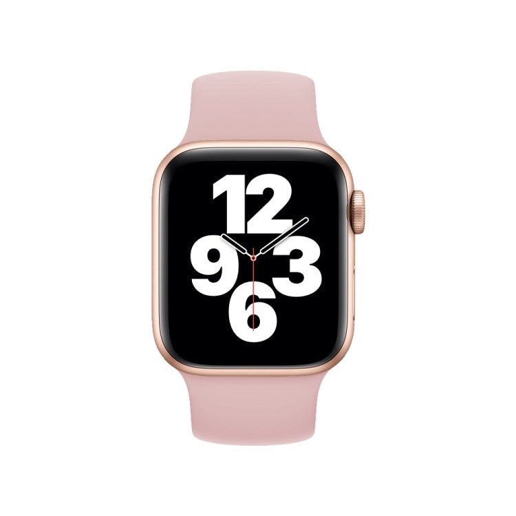 For Apple Watch Series 10 42mm / 9&8&7 41mm / SE 3&SE 2&6&SE&5&4 40mm / 3&2&1 38mm Solid Color Elastic Silicone Watch Band, Size:M 143mm