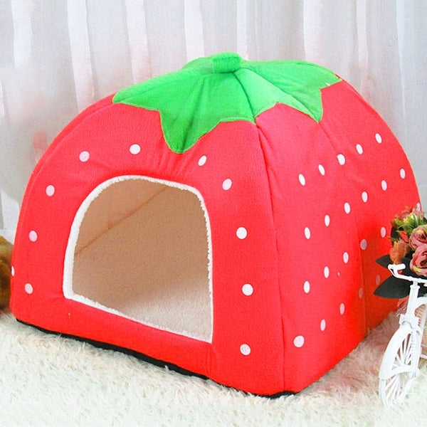 Strawberry Shaped Foldable Short Plush Pet House Nest, Size: L, Purple, Size L, Red, Size L, Pink, Size L