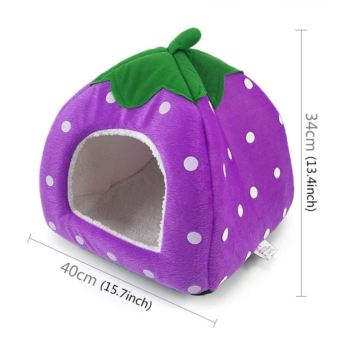 Strawberry Shaped Foldable Short Plush Pet House Nest, Size: L, Purple, Size L, Red, Size L, Pink, Size L