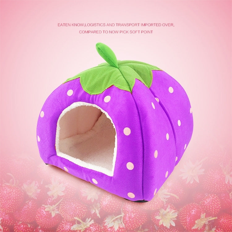 Strawberry Shaped Foldable Short Plush Pet House Nest, Size: L, Purple, Size L, Red, Size L, Pink, Size L