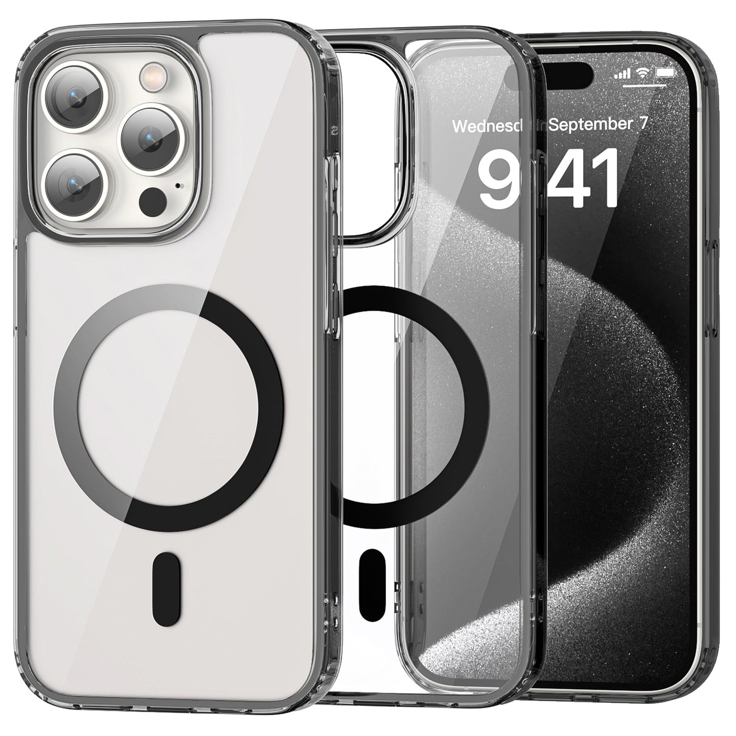 iPhone 15 Pro Max Crystal Clear Magnetic Slim-Fit Protective Case with MagSafe for Wireless Charging