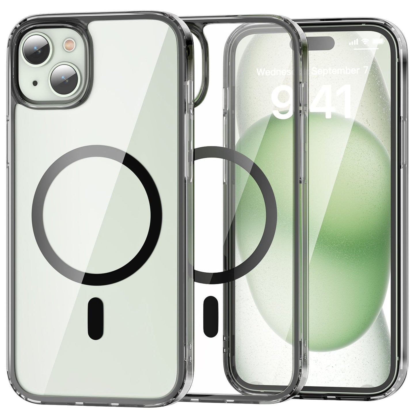 iPhone 15 Plus Crystal Clear Magnetic Slim-Fit Protective Case with MagSafe for Wireless Charging