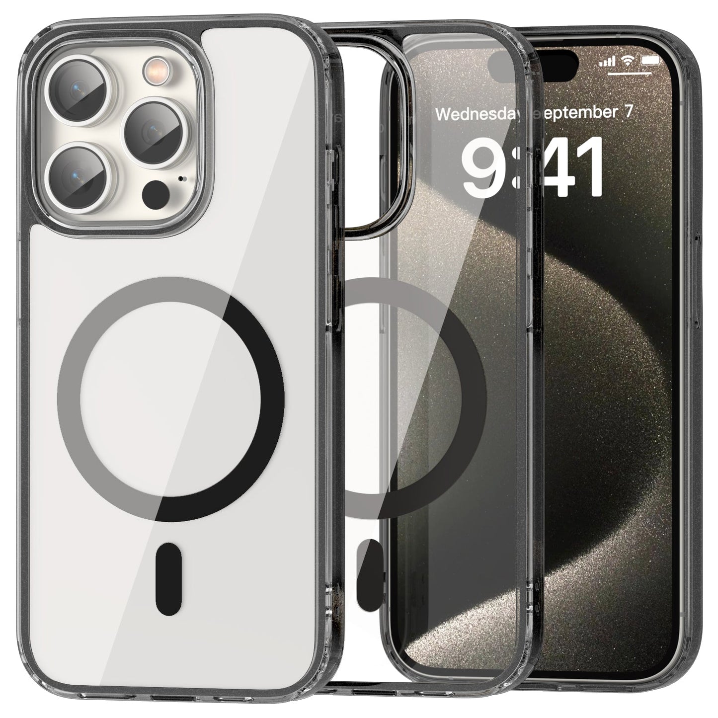 iPhone 15 Pro Crystal Clear Magnetic Slim-Fit Protective Case with MagSafe for Wireless Charging