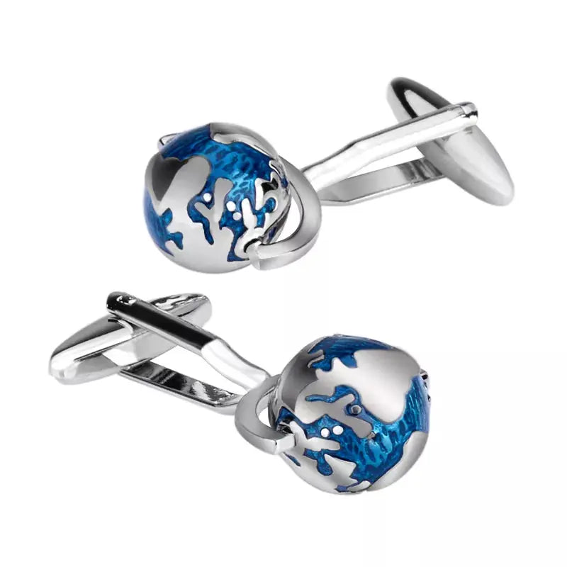 Blue Enamel Globe Cufflinks
