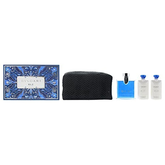 Bvlgari BLV Pour Homme Gift Set 100ml EDT + 2x 75ml Aftershave Balm + Toiletry Bag