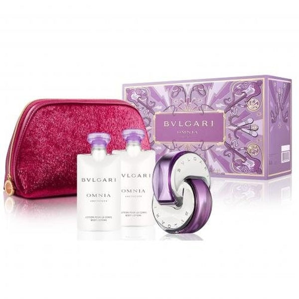 Bvlgari Omnia Amethyste Gift Set 65ml EDT + 75ml EDT + 75ml Body Lotion + Pouch