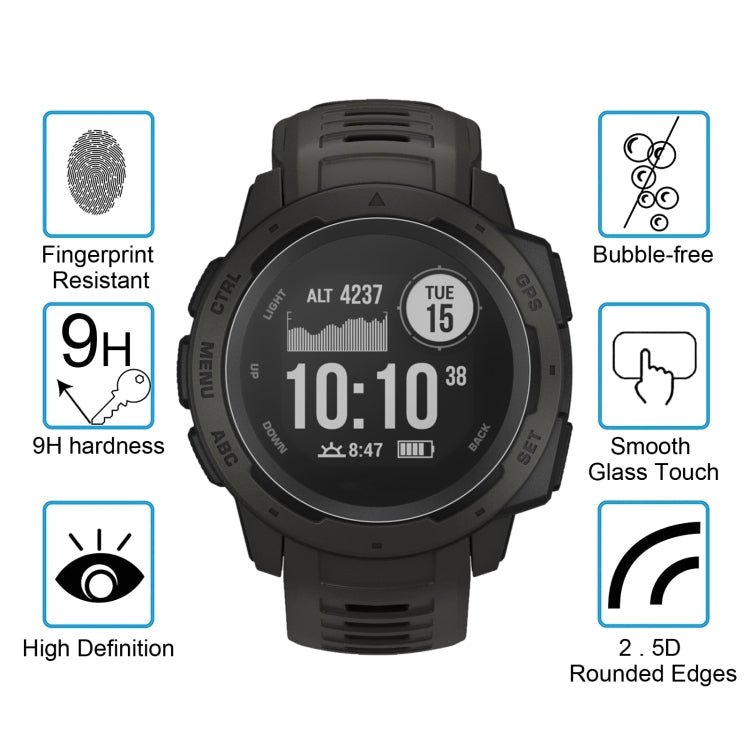 ENKAY Hat-Prince 0.2mm 9H 2.15D Curved Edge Tempered Glass Film for Garmin Instinct Intelligent Sports Watch, 1 PCS Garmin Instinct