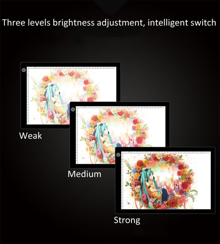 A4 Size 5W 5V LED LED Stepless Dimmable Acrylic Copy Boards for Anime Sketch Drawing Sketchpad, with USB Cable , Size：220x330x5mm, Stepless Dimmable