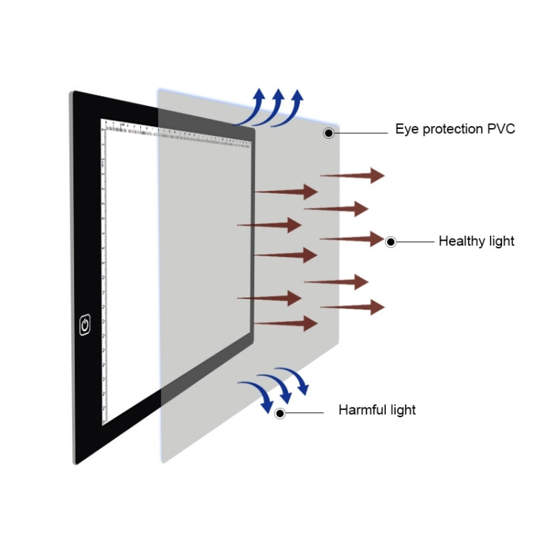 A4 Size 5W 5V LED LED Stepless Dimmable Acrylic Copy Boards for Anime Sketch Drawing Sketchpad, with USB Cable , Size：220x330x5mm, Stepless Dimmable