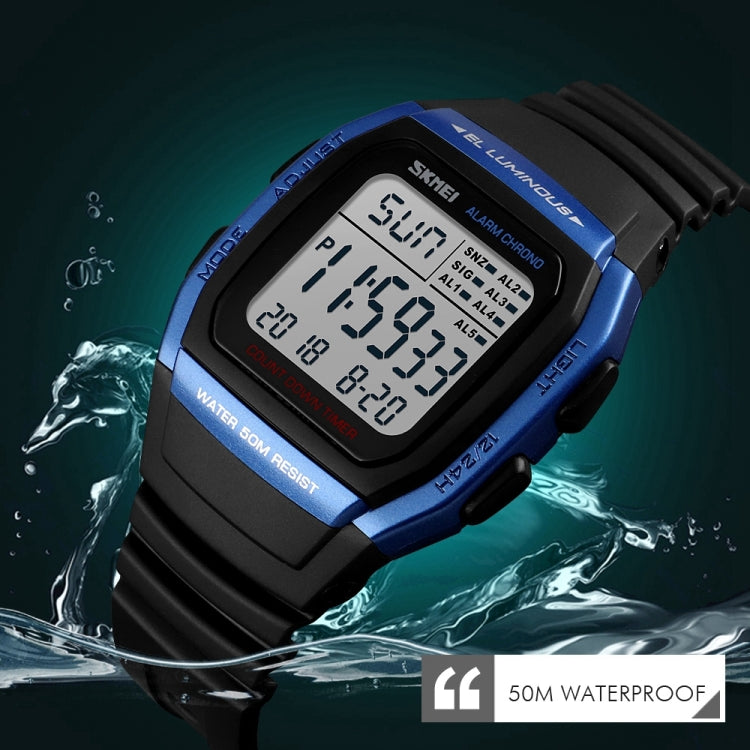 SKMEI 1278 Fashionable Outdoor 50m Waterproof Digital Watch Student Sports Wrist Watch Support 5 Group Alarm Clocks (Titanium), SKMEI 1278