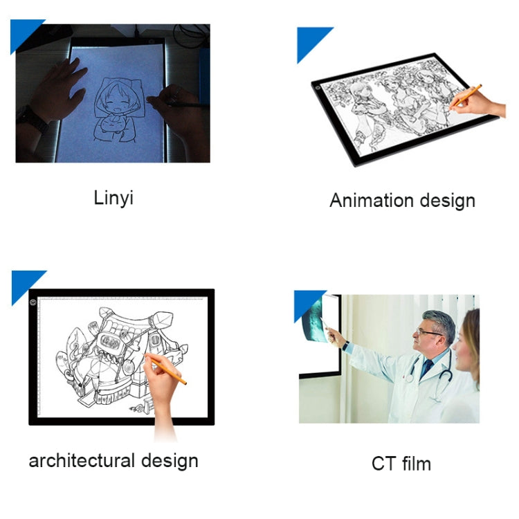 A3 8W 5V LED USB Three Level of Brightness Dimmable  Acrylic Scale Copy Boards Anime Sketch Drawing Sketchpad with USB Cable, Three Level of Brightness Dimmable with USB Cable & Power Adapter