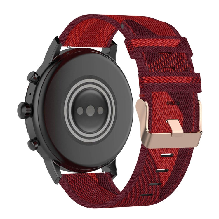 22mm Stripe Weave Nylon Wrist Strap Watch Band for Fossil Gen 5 Carlyle, Gen 5 Julianna, Gen 5 Garrett, Gen 5 Carlyle HR