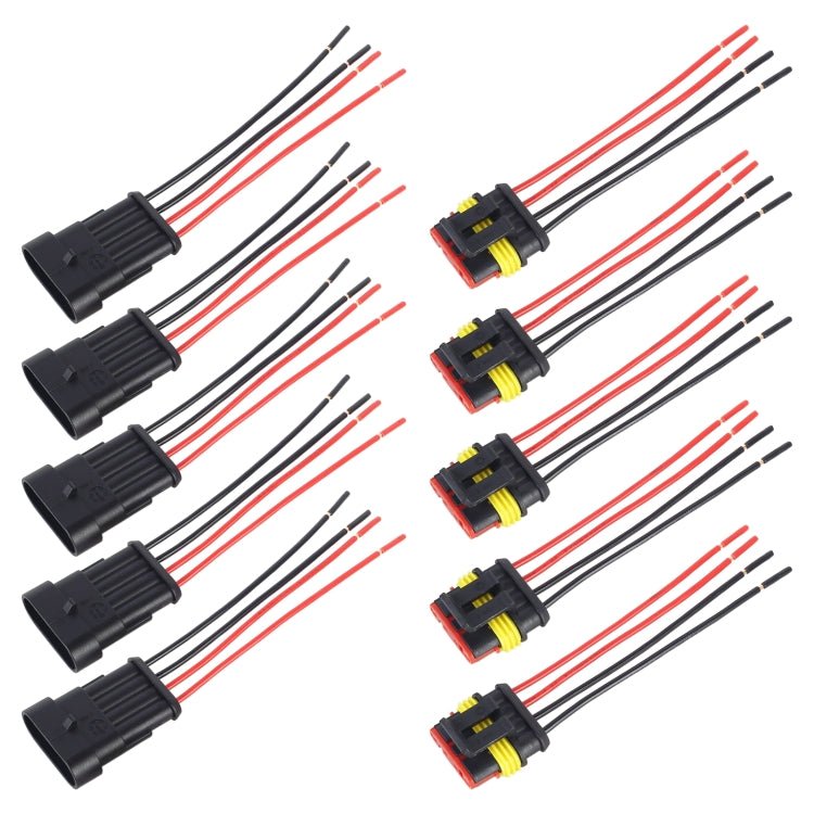 10pcs 3P Car Waterproof Plug Car Connector Plug-In, Length：10cm, 4P