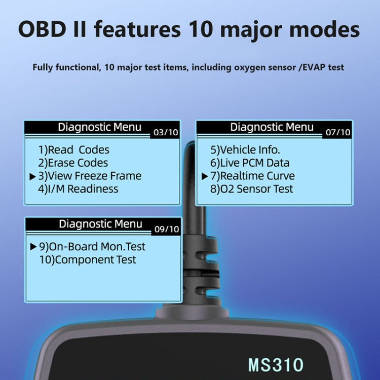 MS310 LCD Screen Car Battery Tester ODB2 Fault Detector, ODB2 Fault Detector