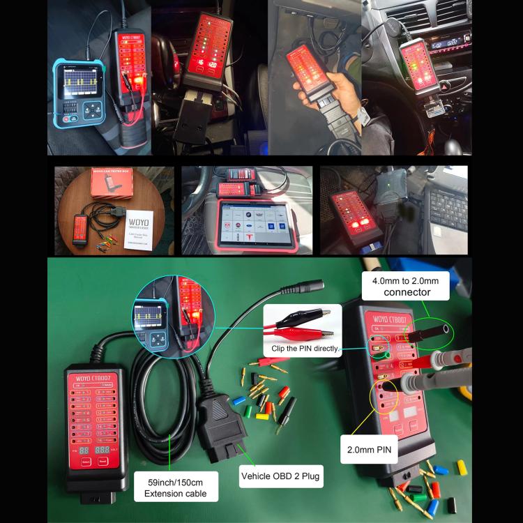 WOYO CTB007 CAN Tester Box 12V 24V OBD2 Breakout Box with 27 in / 59 in Cable Cable for All Car Automotive Diagnostic Tool, CTB007 with 59 in Cable