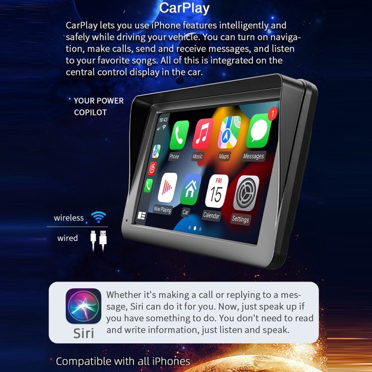 B5300 7 inch Wireless CarPlay Car Bluetooth MP5 Player, Support Mobile Phone Interconnection with Remote Control, B5300 with Remote Control