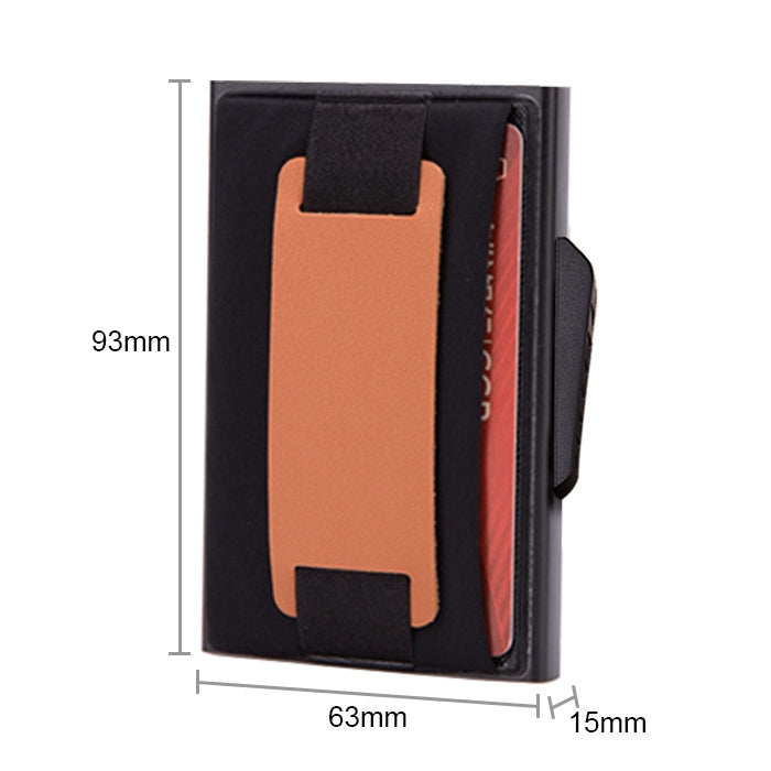 X-32C Automatically Pop-up Card Type Anti-magnetic RFID Anti-theft Men Aluminum Alloy B Dial Button Elastic Bag Wallet with PU Leather Strap, X-32C B Dial Button Blue, X-32C B Dial Button Black, X-32C B Dial Button Grey