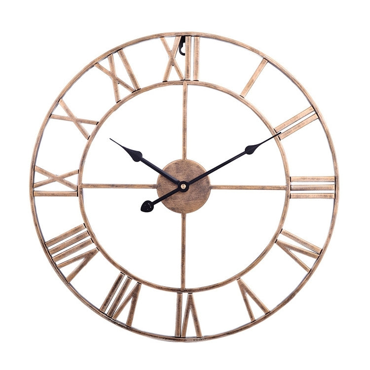 40cm Retro Living Room Iron Round Roman Numeral Mute Decorative Wall Clock, 40cm