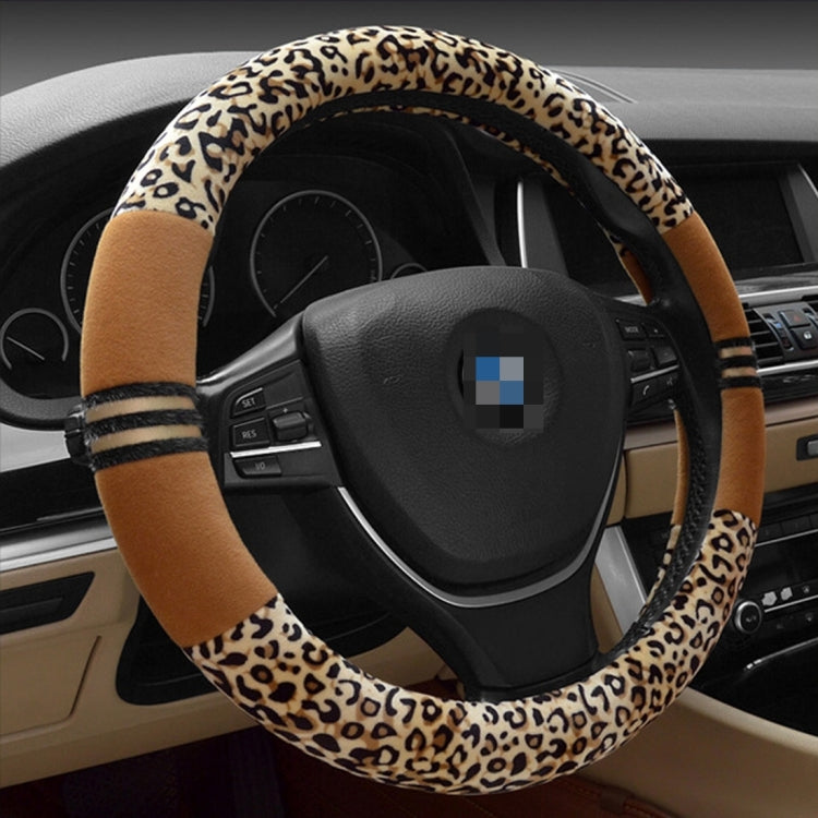 Leopard Grain Steering Wheel Cover, Adaptation Steering Wheel Diameter: 37-38 cm, 37-38cm Beige, 37-38cm Coffee, 37-38cm Black