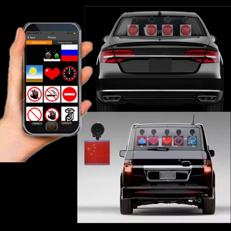 32x32 Pixel Full Color Wireless Bluetooth APP Control Emoticon Smile Faces LED Car Sign LED Display Lighting Board, 32x32 Pixel Car Charging