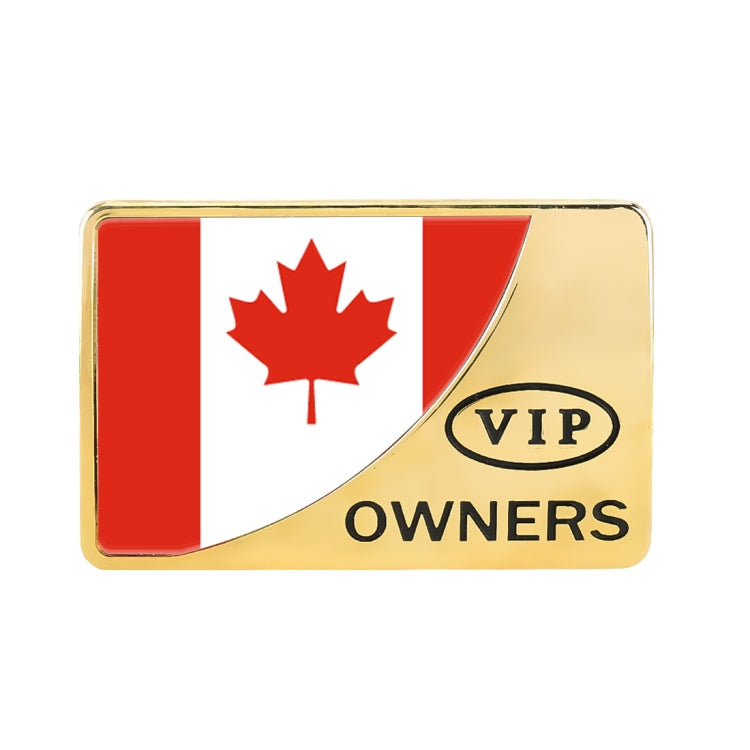 Universal Car Canada Flag Rectangle Shape VIP Metal Decorative Sticker, Canada Flag (Gold)