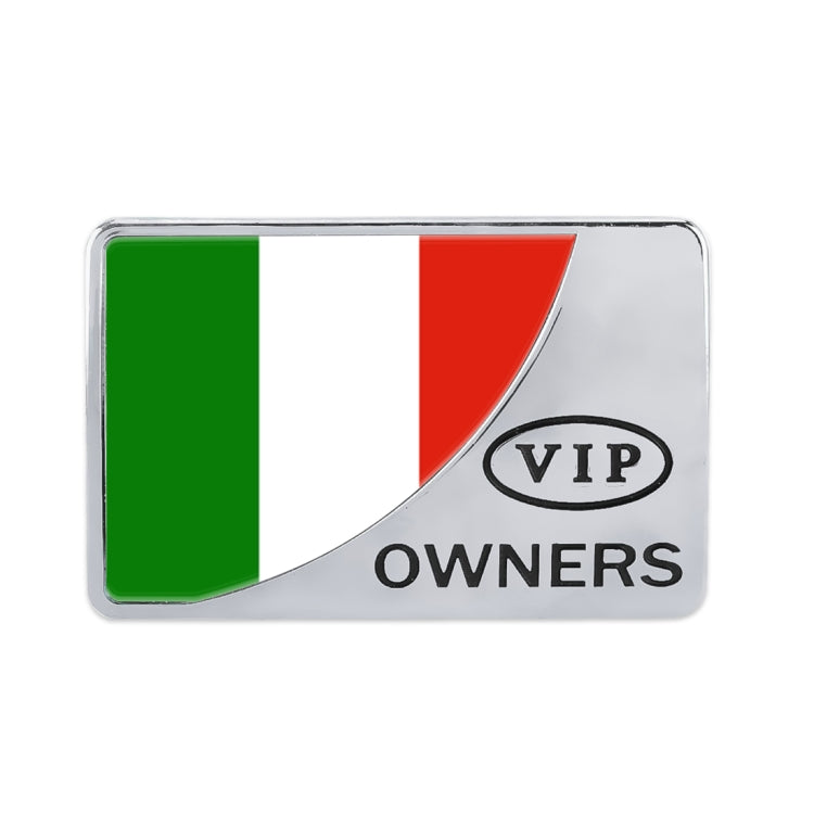 Universal Car Italy Flag Rectangle Shape VIP Metal Decorative Sticker, Italy Flag (Silver)