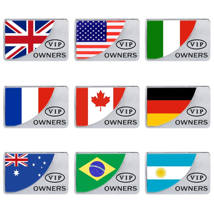 Universal Car Italy Flag Rectangle Shape VIP Metal Decorative Sticker, Italy Flag (Silver)