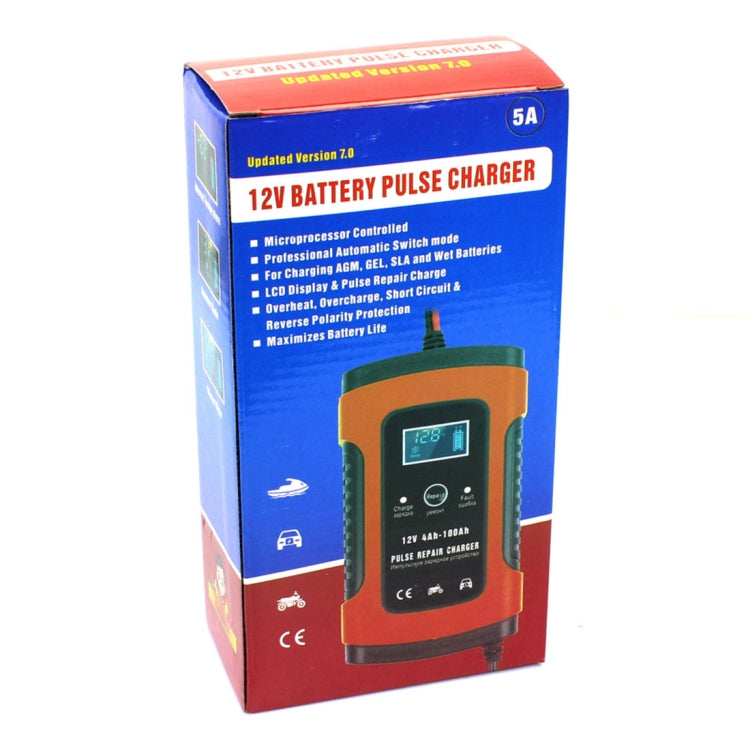 FOXSUR 12V 6A Intelligent Universal Battery Charger for Car Motorcycle, Length: 55cm, EU Plug, EU Plug (Red), EU Plug (Yellow)