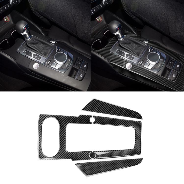 3 PCS Car Carbon Fiber Gear Panel Decorative Sticker for Audi A3, Left Driving, Gear Panel, Left Driving